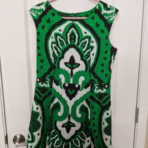 Green, White and Black dress